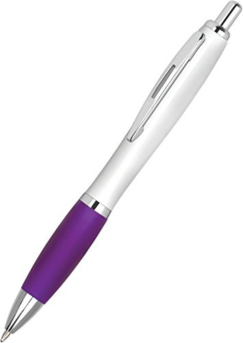 Full Colour Printed Personalised Contour Pens Promotional *Qty - 200* - Purple Pen Grips