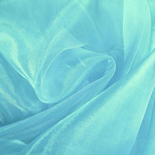 TOLKO 1m Organza Stoffe zum Nähen Meterware | Hauch Zart, Fein, Durchsichtig | zum Dekorieren Basteln 145cm breit | leichter Glanz Stoff für Gardine Vorhänge Tischdecken Deko Schals (Eisblau)