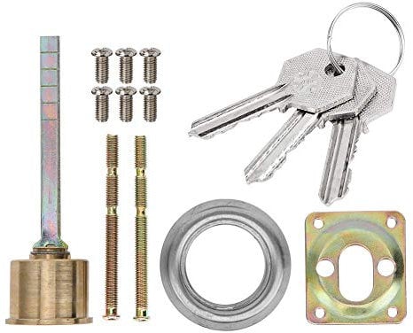 Kit de cylindre de serrure, serrure de sécurité en cuivre, serrure mécanique de 30 mm/1,3 pouces, serrure à cylindre rond avec 3 clés, pour armoire de portes de sécurité en bois en fer
