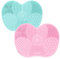 TSHAOUN 2 Stück Silikon Make Up Pinsel Reinigungsmatte, Make-Up Pinsel Scrubber Matte Kosmetische Reinigungspad Tragbares Waschwerkzeug mit Saugnapf, 2 Große Apfelförmige Matte (Grün+Rosa)