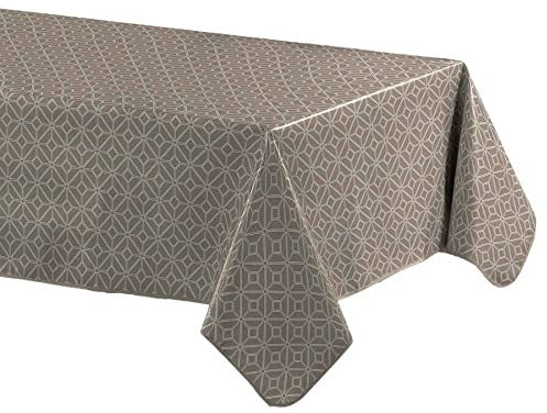 Douceur d'Intérieur, Nappe Rectangle (140 x 240 cm) Moderna Taupe, PVC Imprimé