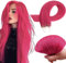 RUNATURE Microring Extensions Echthaar Rosa 35cm Menschliches Haar Extensions Echthaar Microring Bunt Haarverlängerung Echthaar Microring Heiß Pink Haarextensions 25g #Hot Pink