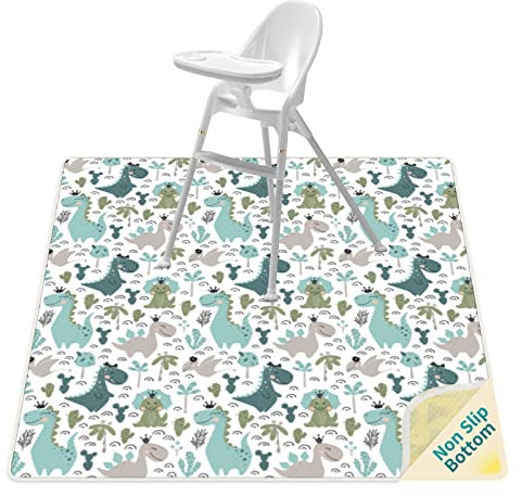 Large Splash Mat for Under High Chair 51, Anti Slip Baby Feeding Mat for Dropping Food, Waterproof Splat Mat for Art, Crafts,Playtime