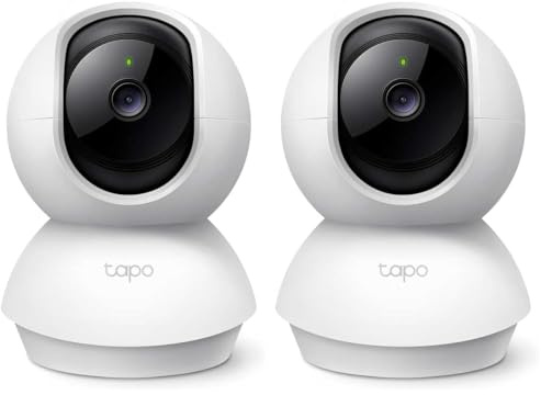 Tapo C200 Telecamera Wi-Fi Interno FHD, Videocamera sorveglianza, Visione Notturna, 360° Visuale, Audio Bidirezionale, Rilevamento di movimento e notifiche, Allarme acustico e luminoso integrato