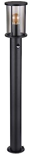 GLOBO LIGHTING Wegeleuchte Stehleuchte Gartenlampe Außenlampe Edelstahl Glas Bewegungsmelder, schwarz rauch, LED 7W 806Lm warmweiß, DxH: 14,3x100cm