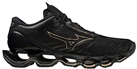 Mizuno Wave Prophecy 12 Laufschuhe, Unisex, Erwachsene, Schwarz/GE-Gold, 40 EU, Schwarz/Gold (Black Ge Gold), 40 EU