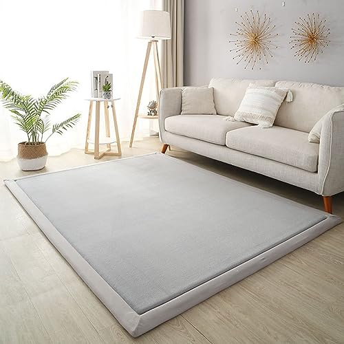Dmkjdzsw Krabbelmatte für Baby, rutschfest, Kinderzimmerteppich, Korallensamt, 2 cm dick, Kinderteppich, Silbergrau, 100 x 150 cm