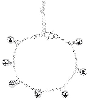 Dsnyu Fußkettchen Silber für Damen, Fußkettchen mit Glöckchen 925 Sterling Silber Fußschmuck 25cm Lang Fussketten Verstellbar
