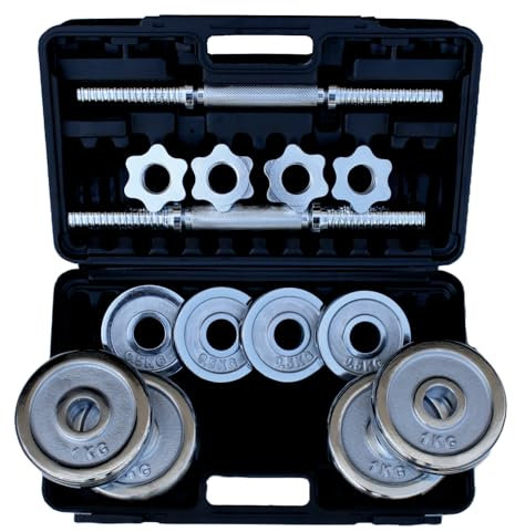Lisaro 10kg Hantelset + Hantelkoffer – Chromed Kurzhantel-Set| 30mm (10, Kilogramm)