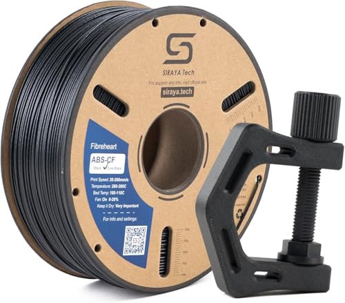 Siraya Tech ABS-CF Core Black Filament – 20% kohlefaserverstärktes ABS, überlegene Festigkeit mit verbesserter Schichthaftung, 1,75 mm, Spule (1kg core Schwarz)