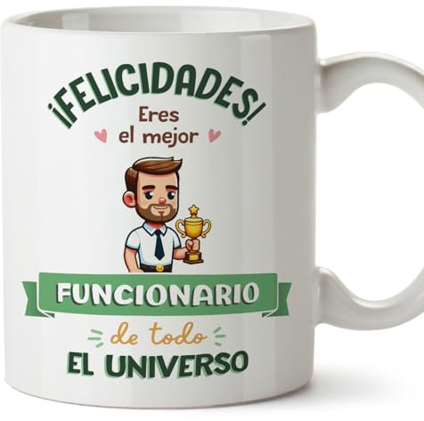 MUGFFINS Tazas para FUNCIONARIO hombre - En Español - Mejor Universo Trofeo - 11 oz / 330 ml - Regalo original y divertido