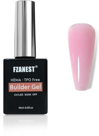 FZANEST Builder Nail Gel Rose Pink Hard Gel for Nail Thickening Apex Building LED Nail Lamp Cured Nail Strengthener Extension in a Bottle
