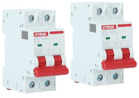 JOYELEC 2 Stück 16A Solar Photovoltaik Systeme Miniatur-Leistungsschutzschalter,2 Polig,DC500V für Solar Panels Pv Anlage Sicherungsautomat Trennschalter