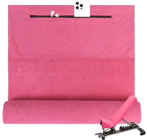 Flow fire Fitness Handtuch 120 x 50 cm, Gym Sporthandtuch mit Tasche | Rutschfeste Geräteabdeckung, Reißverschlusstasche für Kleinteile, schnelltrocknend, für Fitnessstudio, Gym und Reisen