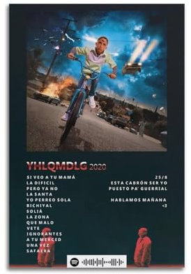 QWQEUTY Bad Bunny Album YHLQMDLG Poster, ästhetische Wandkunst, Leinwand, Vintage-Poster, dekoratives Gemälde, Wohnzimmer, Schlafzimmer, Dekoration, 30 x 45 cm, ungerahmter Stil