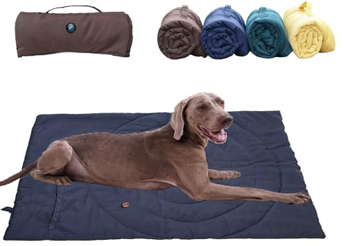 KAJILE Faltbare wasserdichte Haustierdecke – Einfache Reinigung, für Camping & Reise, Outdoor-Hundebett & Wärmepad für Hunde und Katzen, geeignet für mittelgroße und große Hunde, 95 x 65 cm,Blau