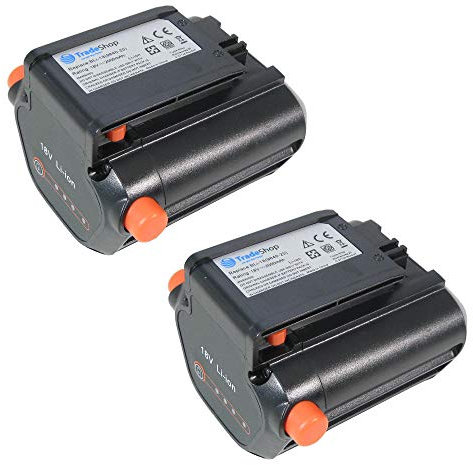 2X Trade-Shop Premium Li-Ion Akku 18V / 2000mAh kompatibel mit Gardena 9840-20 5ICR18/65, EasyCut Li-18/23R (9823) Allround Bläser AkkuJet 18-Li (9335) PowerMax Li-18/32 (5039)
