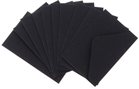 Mentin 50 Stück Mini-Umschläge aus Kraftpapier für Geschenkkarten, Umschläge für Visitenkarten, Hochzeit, kleine Umschläge, klassische Klappe (schwarz)