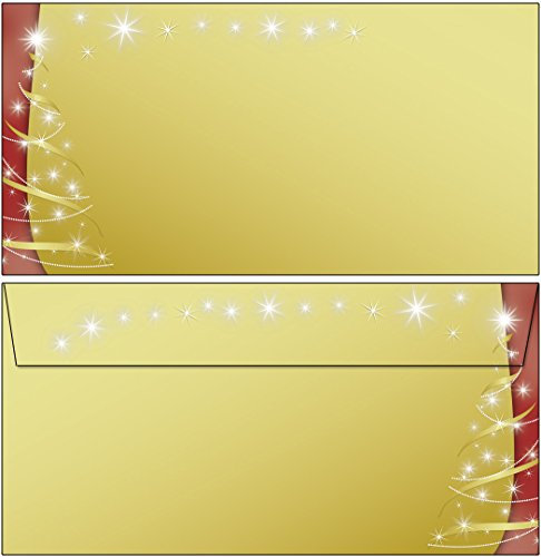 25 Briefumschläge Weihnachten schwarz/rot/gold DIN lang ohne Fenster 6905