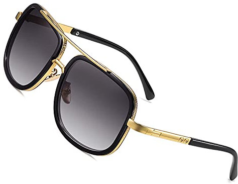 SHEEN KELLY Retro quadratische Sonnenbrille-Marken-Metallgoldsonnenbrille-Pilot Driver Mirror Gradient Lens