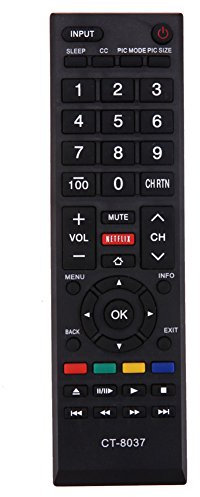 Calvas Télécommande de rechange universelle pour Toshiba CT-8037 F 40L3400 40L3400U 50L3400 50L3400U 58L5400 58L5400U 58L5400UC 65L5400