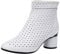 Jamron Donna Elegante Tallone di Blocco Stivaletti Traspirante Incavare Estate Stivali Pumps Bianco SN02542 EU37