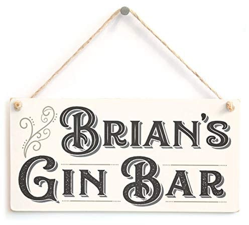 Personalised Gin Bar Sign - Unique Vintage Look Gin Bar Gift Plaque