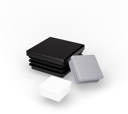 FUX 10 Stück Kunststoff Quadrat Rohrstopfen, 10x10mm-120x120mm, Lamellenstopfen, Möbelgleiter, Stuhlbeinkappen, Verschlussstopfen, Stuhlbeinschoner, Stopfen, Quadratstopfen (40x40mm, schwarz)