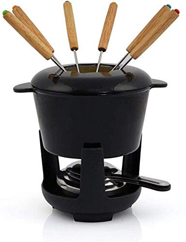 Set Per Fonduta In Ghisa, Set Per Fonduta Di Carne / Formaggio / Cioccolato Per 6 Persone, Macchina Per Fonduta Con Fornello E 6 Forchette
