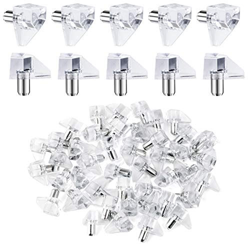 DOMI PRO Bodenträger 5 mm 100 Stück Kunststoff transparent mit Stahlstift, Einlegeboden Halter für Holz & Glas, Regalstifte für Regalböden, Regalbodenträger für Kleiderschrank, Bücherregal, Schrank