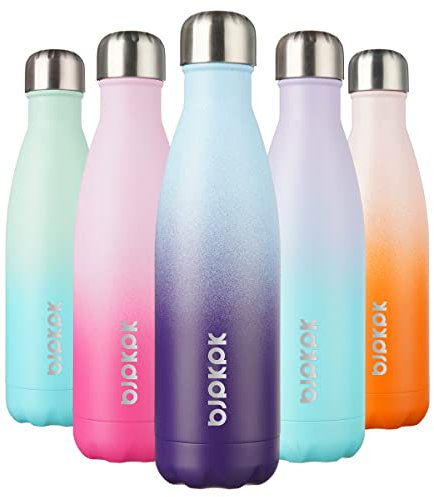 BJPKPK Insulated Water Bottles -17oz/500ml -Stainless Steel Water Bottles,Sports Water Bottles Keep Cold for 24 Hours and hot for 12 Hours,BPA Free Kids Water Bottles for School-Ocean Dream