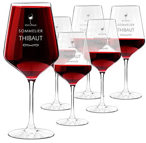 Maverton Verres à Vin en Cristal pour l’homme - Set de 6 Verres XL - Verre Personnalisé à Vin Rouge et Blanc - Cadeau d’anniversaire pour amateur de spiritueux - Sommelier