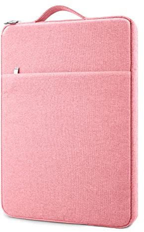 MicaYoung 15.6 Inch Laptop Sleeve Case Water-Resistant Protection cover with Front Pocket Retractable Handle Computer Bag for 15.6 Inch NoteBook Chromebook, Pink