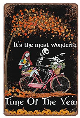 Dreacoss It's The Most Wonderful Time of The Year Jack and Sally House Blechschilder, lustiges Metallschild, Vintage-Poster, Wandkunst für Küche, Garten, Badezimmer, Bauernhof, Zuhause,