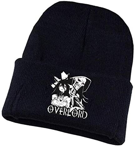WANHONGYUE Overlord Anime Beanie Strickmütze für Damen und Herren Unisex Weiche Cuffed Plain Hat Warme Winter Mütze Skullcap Schwarz/4