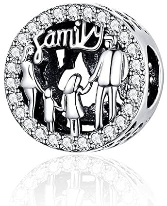 NINGAN Charm famille de Argent Sterling 925 Femmes Perles Charm avec Zircone Compatible pour Pandora&Européen Bracelets s266