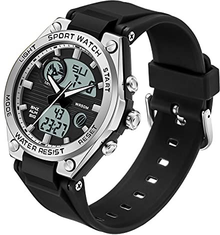findtime Herren Digitaluhr Militär Sport Damen Jungen Stoppuhr 5 ATM Wasserdicht Tactical Watch Wecker Kalender Armbanduhr Chronograph Countdown Datum LED Uhren Männer Outdoor