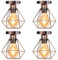 TOKIUS Deckenlampe 16CM Vintage Deckenleuchte im Industrial Design Retro E27 Lampe aus Eisen Geometrisch Käfig Pendelleuchte, Kupferrost (4 Stücke)