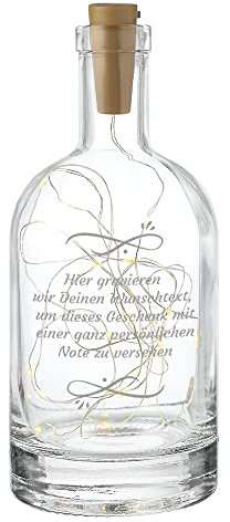 polar-effekt Flaschenlicht mit Wunschgravur - Namensgravur - Dekoflasche mit LED Lichterkette - Leuchtflasche DIY Geschenkidee - Weihnachten, Geburtstag - für Jung und Alt - Motiv Wunschtext