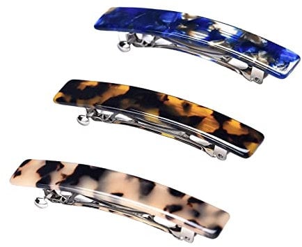 TSHAOUN 3 Stück Haarspange, Französische Vintage Haarschmuck für Damen Mädchen, Klassische Haarspangen für feines Haar und mitteldickes Haar, rechteck schildpatt Französisch Stil Haarspange (3PCS)
