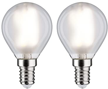 Paulmann 28919 LED Lampe Tropfen Filament 2er Set E14 230V 2x470lm 2x4,8W 4000K Matt Lampen Glas Leuchtmittel