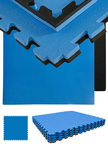 eyepower Extra-Dick: 2,5cm Fitnessmatte 3,2qm - 4er Set 90x90cm Bodenschutzmatte Fitness - Kraftstation Matte Gewichte Hantel Zubehör - Trampolin Matte Puzzlematten Outdoor Sturzmatte Kinder Outdoor