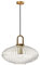 ZTTECH Suspension en verre transparent avec abat-jour en verre nervuré et finition bronze, plafonnier rétro moderne pour îlot de cuisine, table de chevet (300mm)