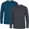 JRC 2 Pack Mens Long Sleeve Henley Shirts, Lightweight Henley Tops for Gym, Running & Casual Outings (Charcoal & Mid Night, L)
