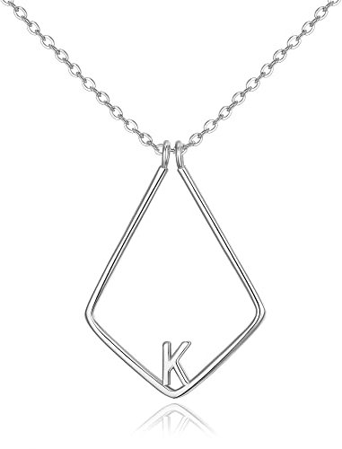 Clearine Ringhalter Halskette für Damen Mädchen 925 Sterling Silber Buchstabe K Geometrischer Anhänger Kette