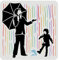 FINGERINSPIRE Banksy Schablone Mann und Regen 30x30cm Mann unter dem Regenschirm und Kind Muster Zeichnung Dekoration Schablone für Malerei auf Wand, Möbel, Holz, Papier, Heimdekoration
