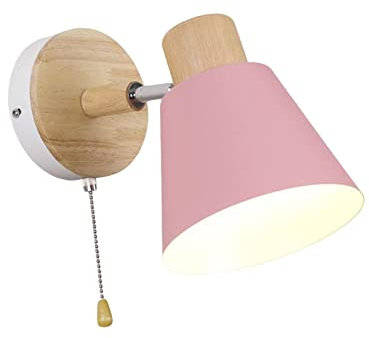 F Fityle Applique Murale Nordique, lumière avec Interrupteur à Tirette, luminaire Rotatif pour Salon, Maison, Cuisine, décoration de Lecture, Rose