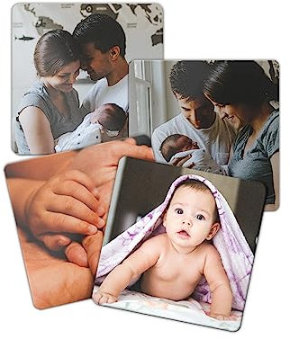Panorama Calamite Frigorifero con Foto Personalizzata Quadrato 8x8 cm - Confezione da 4 Unità - Magnete da Frigo