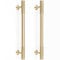 RZDEAL 4pcs Solid Brass Gold Cabinet Pulls, 6-1/4-Inch Hole Centers for Kitchen Cupboard Handles Modern Drawer Dresser Pulls Bathroom Brushed Brass Cabinet Pulls Wardrobe Door Handles