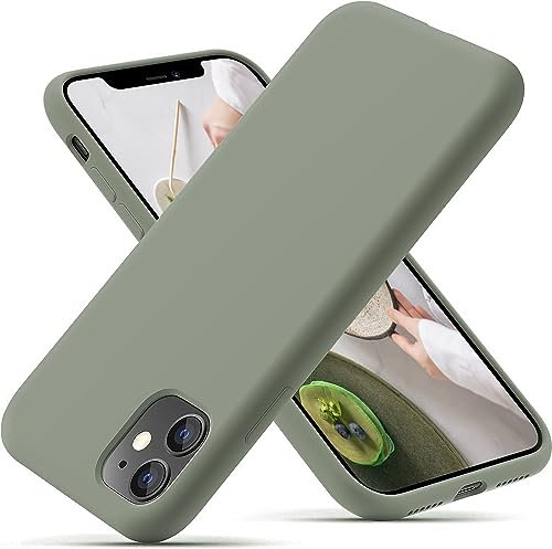 OitiYaa Silicone Case Compatible with iPhone 11 Case 6.1 Inch, Soft Ultra Slim Protective Shockproof Liquid Silicone Phone Case with Anti-Scratch Microfiber Lining,Copper Green